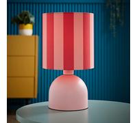 Miley Pink Stripes Print Bedside Table Lamp Drum Lampshade Bedroom Lighting LED