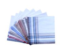 MileyMarla Assorted Pack of Mens White Color Border Cotton Handkerchiefs, White, 12 PCS