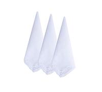 MileyMarla Ladies Embroidery Cotton White Handkerchiefs Lace Wedding Hankies, A-3pcs, One Size