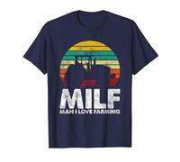 Milf Man I Love Farming Tractor T-Shirt, Men, Navy Blue, XX-Large