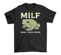 Milf - Man I Love Frog T-Shirt! Hilarious Design, Unisex 100% Cotton - Perfect for Ribbiting Adventures and Puns Galore! Black