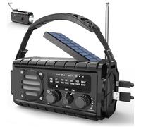 MILFECH Portable Solar Radio with Crank, Crank Radio, Portable Dynamo Weather AM/FM Radio for Camping, Outdoor (Black)