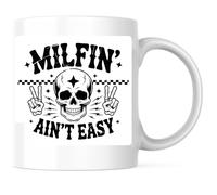 Milfin Aint Easy Skull Peace Sign Drinkware Classic Cups Ceramic Coffee Cups for Cappuccino Women Latte 330Ml