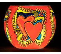 Milford Christmas Hearts Colourful Glass Nightlight - Festive Christmas Decoration Candle Tealight Holder