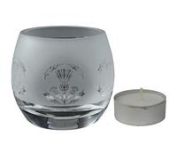 Milford Collection Animo Glass Small Crystal Glass Tealight Candle Holder - Thistle