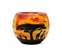 Milford Collection Benaya Giraffe Sunset Glass Silhouette Tealight Candle Holder