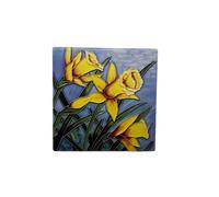 Milford Collection Ceramic Art Coaster 10x10cm Daffodils Design - Cork Backed Non-Slip Drink Coaster Table Mat for Home Decor