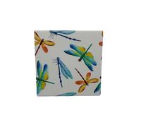 Milford Collection Ceramic Art Coaster 10x10cm Dragonfly Design - Cork Backed Non-Slip Drink Coaster Table Mat for Home Decor