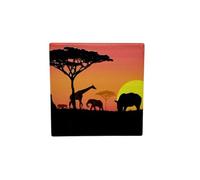 Milford Collection Ceramic Art Coaster 10x10cm Safari Sunset Design - Cork Backed Non-Slip Drink Coaster Table Mat for Home Decor