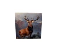 Milford Collection Ceramic Art Coaster 10x10cm Stag Design - Cork Backed Non-Slip Drink Coaster Table Mat for Home Decor