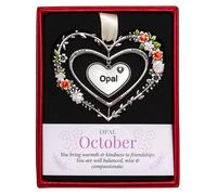 Milford Collection Gemstone Hearts Sentimental Hanging Heart - October Opal