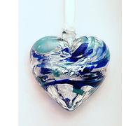 Milford Collection Glass Friendship Heart Small - Aquamarine