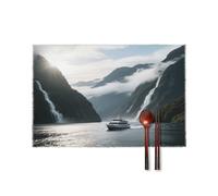 Milford Sound Placemats Set of 4 Heat Insulated Non-slip Washable Table Mats for Weddings Holiday Parties And Kitchen Decorations 30x45 Centimeter