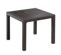 mili rattan polypropylene square dining table in brown