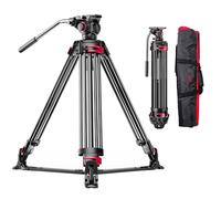 miliboo MTT609A Heavy Duty Tripod Professional Tripod with Infinitely Damped Head,Tripods for Photography, Live Streaming, Videography, Working Height 33.5''-66'',Max Load 33 lbs,Aluminum,Customizable