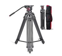MILIBOO New Camera Tripod with Fluid Head,Portable Tripod for Camcorder,Clip Lock Design,Quick Install,Max Height 59.5''.Easy Storage(MTT601II-A)