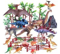 MILIEUR 45Pcs Dinosaur Toy Set for Kids, 20Pcs Realistic Dinosaur Figures with 6 Jumbo, 8 Small, 6 Mini Dinos Including T-Rex, Brachiosaurus, Triceratops, Educational Dino Toy with Booklet for Toddler