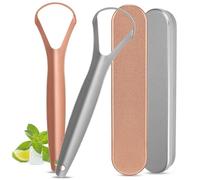Milifox 2 Pack Tongue Scraper for Adults,Stongue Cleaner with Case for Daily Use at Home and Travel,Keeping Mouth Clean,Fresh Breathing,Gold,Silver