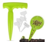 Milifox 2 Pcs Dibbler Garden Tool Set Includes Bulb Planting Tools,Plant Seed Dispenser,10Pcs Plant Labels,Soil Hole Punchers,Garden Hand Tool for Flower,Vegetable