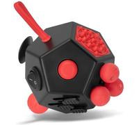 Milifox Fidget Cube for Kids Adults, Fidget Toys for Anxiety, Cube Fidgets Toy Anti Stress Autism OCD ADHD, 12 Sided Anxiety Toys for Adult Girls Boys Teens, Black Red