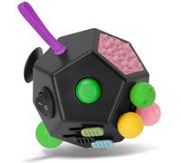 Milifox Fidget Cube for Kids Adults, Fidget Toys for Anxiety, Cube Fidgets Toy Anti Stress Autism OCD ADHD, 12 Sided Anxiety Toys for Adult Girls Boys Teens, Black