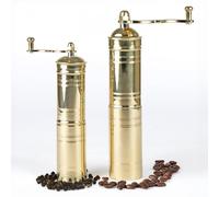Milih Set of Two Turkish Manual Coffee Grinders, Coffee Mill, Brass Coffee Grinders, Kitchen Decor, Pepper Grinder, Manual Coffee Mill with Handle, Fixed Top, ikili-pirinc-234