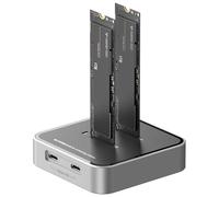 MiliPow Dual Bay M.2 NVME SATA SSD Enclosure, USB 3.2 10Gbps HUB PCIE NVMe Docking Station, Up to 16TB, Plug and Play, with M.2 SSD Storage Case