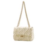 Milisente Women Shoulder Bag Small Quilted Denim Bag Chain Clutch Purses and Handbags Or Crossbody For Evening Formal Party, Yellow Cream