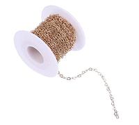 Milisten 1 Roll Necklace Chain Heart Cable Link Chain Jump Rings for Jewelry Making Metal Link Chain Curb Necklace Jewelry Making Chain Copper Gold Chain Miss Stainless Steel