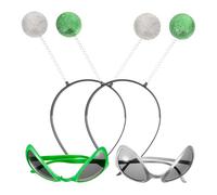 Milisten 1 Set Headband Sunglasses Set Cosplay Party Accessories Unique Green Silver Design Props for Halloween Themed Events for Group Dress Up