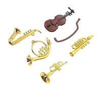 Milisten 1 Set Mini Violin Ornament Miniature Musical Instrument Model for Dollhouse Decor Includes Violin Saxophone Trumpet Realistic Design for Unique Display and Photo Props