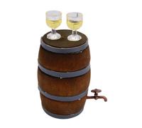 Milisten 1 set Miniature Red Wine Barrel Vintage Dollhouse Decor with Barrel Tap Mini Cups Retro Wine Cellar Accessory for DIY Miniature House Layouts