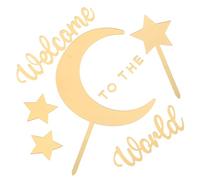 Milisten 1 Set Star and Moon Acrylic Cake Toppers for Shower and Gender Reveal Celebrations Easy to Use Decorations for Birthday and Anniversary Parties Elegant Present Box Included