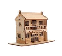Milisten 1 Set Wood Model Assembly DIY Restaurant Design Musical Box Educational Puzzle for Enhance Parent Interaction Creativity for Painting Staining