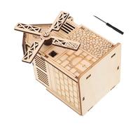 Milisten 1 Set Wooden Windmill Music Box Puzzle with Motor Early Educational Plaything for Smooth Assembly Safe Edges Includes Tools for Creative Learning