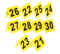 Milisten 10 pcs Acrylic Triangle Table Number Markers Multipurpose Crime Scene Evidence Signs for Theme Parties Yellow Base with Black Numbers Practical Table Stand Display