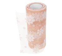 Milisten 10 Yards Christmas Snowflake Tulle Roll Glitter Organza Snowflake Gauze Present Xmas Wrapping Ribbon for Christmas Decor Table Runner(15cm,Champagne Golden)