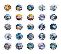 MILISTEN 100Pcs Christmas Glass Cabochons Flat Back Cabochons Half Round Dome Cabochons Tiles for Cameo Pendants Photo Bezel Tray Earrings Jewelry Making