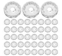 Milisten 100pcs Crystal Spacer Beads Rhinestone Large Hole Beads Silver Rondelle Shape Luxurious Refined Style Simplifies Threading for Jewelry Making and Crafting