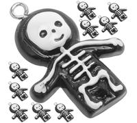 Milisten 10pcs Black Resin Skeleton Pendant DIY Jewelry Accessories Set for Necklace, Earring, and Keychain Decoration in Gothic Style