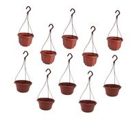 Milisten 10pcs Brown Hanging Plant Pots Octagonal Plastic Flower Containers Balcony Orchid Holders for Indoor Outdoor Home Office Decoration