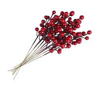Milisten 10pcs Christmas Berries Artificial Pine Cones Holiday Floral Picks Fake Berries Berry Stems for Crafts Holly Berry Faux Branches Christmas Decor Red Fruit Acacia Beans Foam