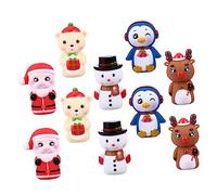 Milisten 10pcs Christmas Finger Puppets Soft PVC Hand for Adults Interactive Storytelling Props Holiday Party Favors and Shower Gifts
