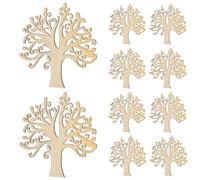 Milisten 10pcs Family Tree Wood Cutouts Blank Wooden Tree Embellishments for DIY Crafts Wooden Ornaments Home Decoration Scrapbooking Embellishments