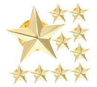 Milisten 10pcs Five-pointed Star Badge Lapel Pins Alloy Soldier Star Brooches for Veterans Day Memorial Independence Day Costume Accessories