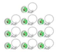 Milisten 10pcs Four Leaf Clover Keychain Set - Green Metal Lucky Keyring Crystal Pendant - St Patrick’s Day Shamrock Accessories for Irish Party Favors and Good Luck