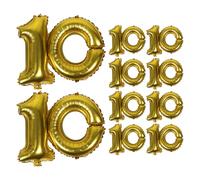 Milisten 10pcs Gold Giant Number Balloons: 16inch 10th Anniversary Aluminum Foil Balloons - Party Supplies for Boys Girls Birthday Graduation Wedding Photo Prop