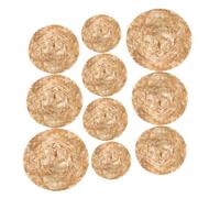 Milisten 10pcs Mini Hand Knitted Straw Cowboy Hats for Dolls Natural Woven Small Round Top Caps Rustic Crafting Ornaments for DIY Festive Decorations and Party Accessories