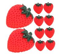 Milisten 10pcs Realistic Artificial Strawberry Slices Fruit Model for Home Decoration Photography Props Play Faux Strawberry Blocks with Smooth Surface Easy to Clean