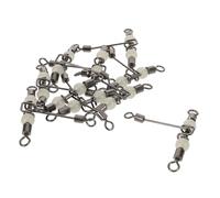 Milisten 10pcs Triple Swivel Fishing Connectors with Glow Beads T Shaped Tangle Figure Eight Rotating Swivels for Freshwater and Saltwater Boat Fishing Line Connectors for Night Use